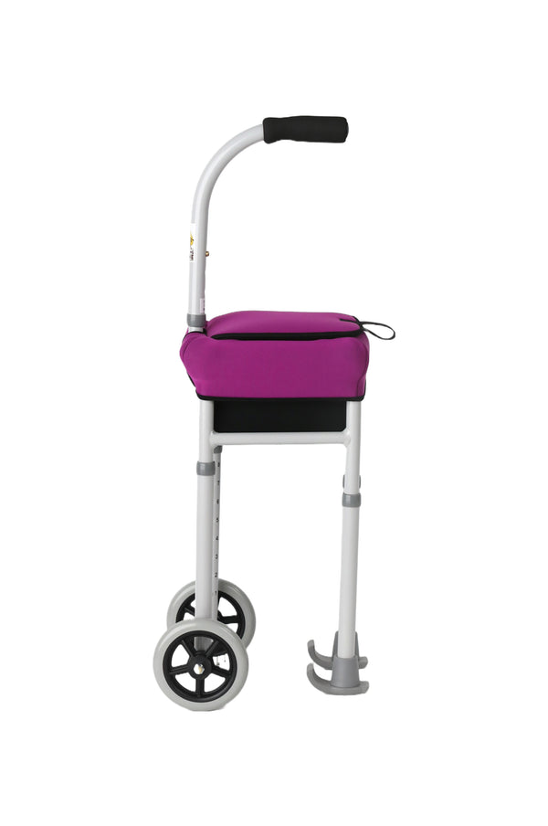 Gray Giraffe Rolling Cane with Fuchsia Basket Left side view